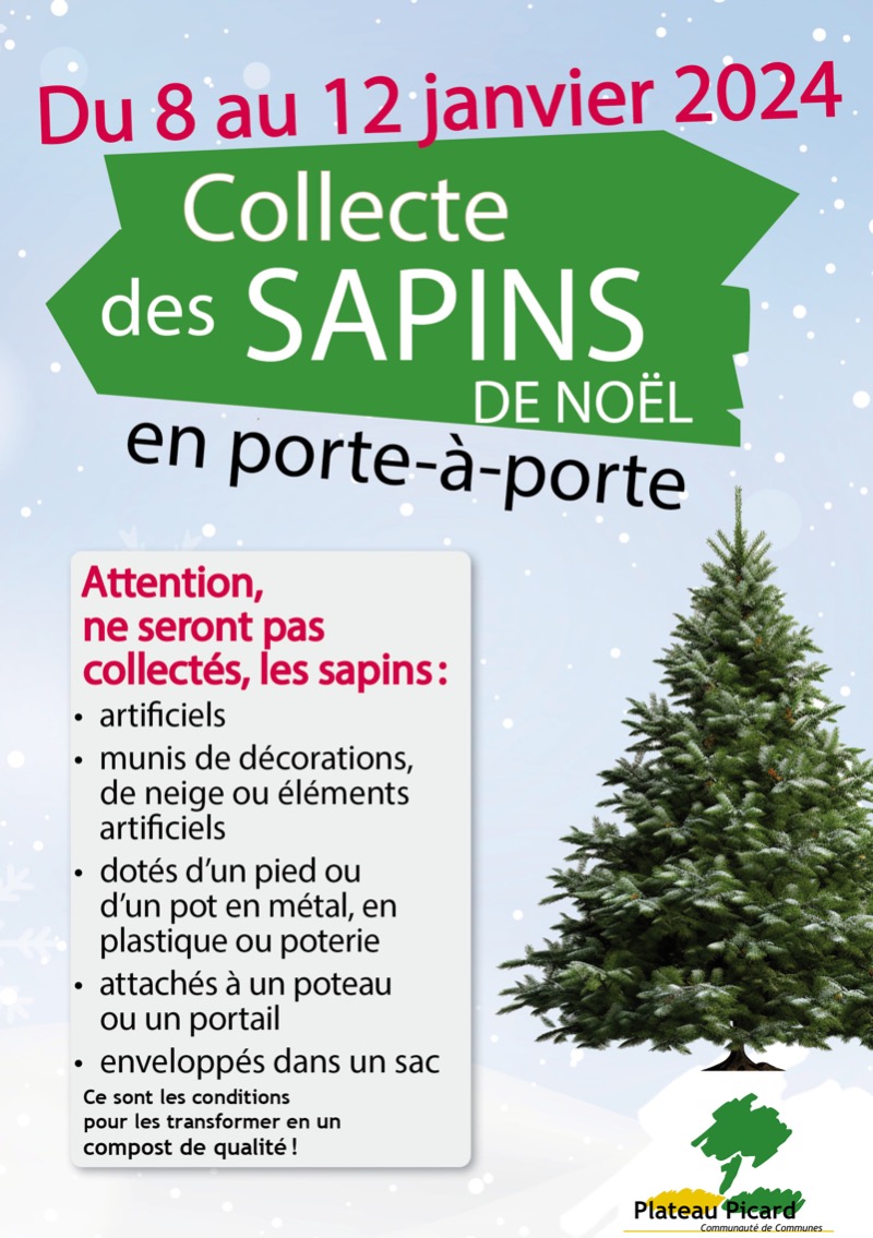 Collecte des sapins de Noël - Communauté de Communes du Plateau Picard