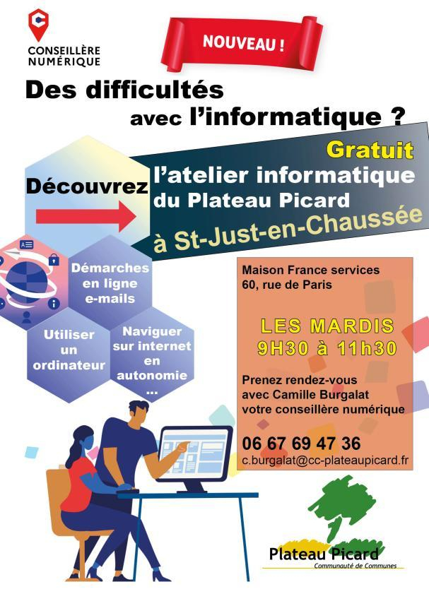 Affiche ateliers informatique St Just oct SD